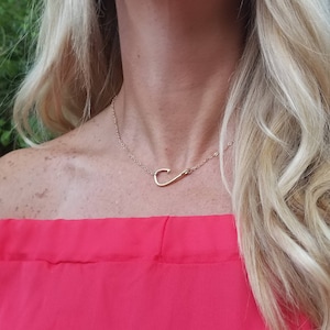 Gold Hook Necklace, Surfer Necklace, Gold Beach Necklace, Bridesmaid Necklaces