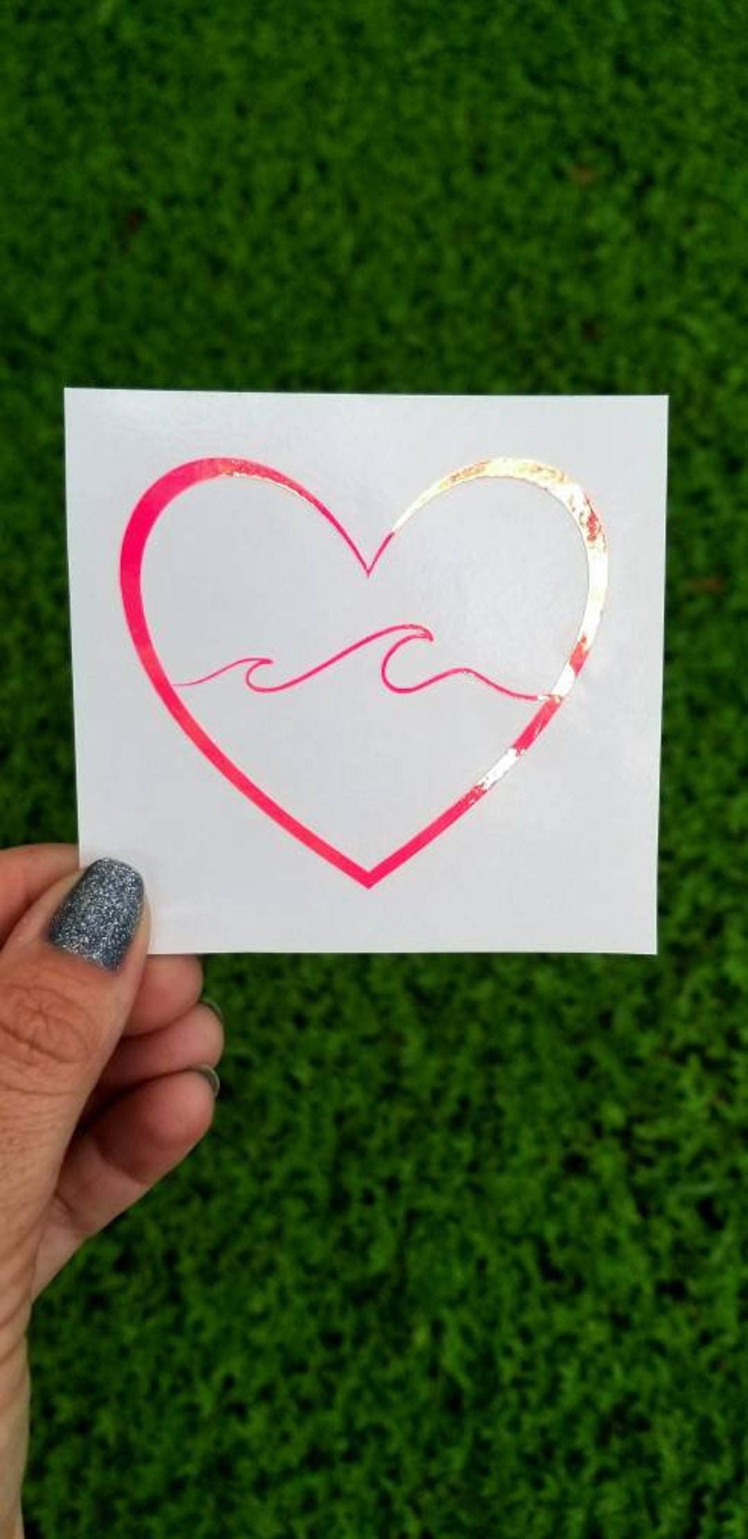 Heart Wave Sticker, Wave Decal, Heart Vinyl Decal, Love the Ocean ...
