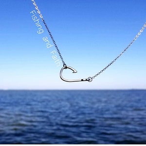 Personalized Fish Hook Necklace, Fishing Gifts for Her, Fishing Jewelry, Christian Jewelry image 3