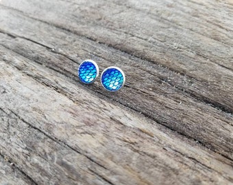 Cobalt Blue Mermaid Earrings, Mermaid Studs, Stocking Stuffers for Girls, Mermaid Jewelry