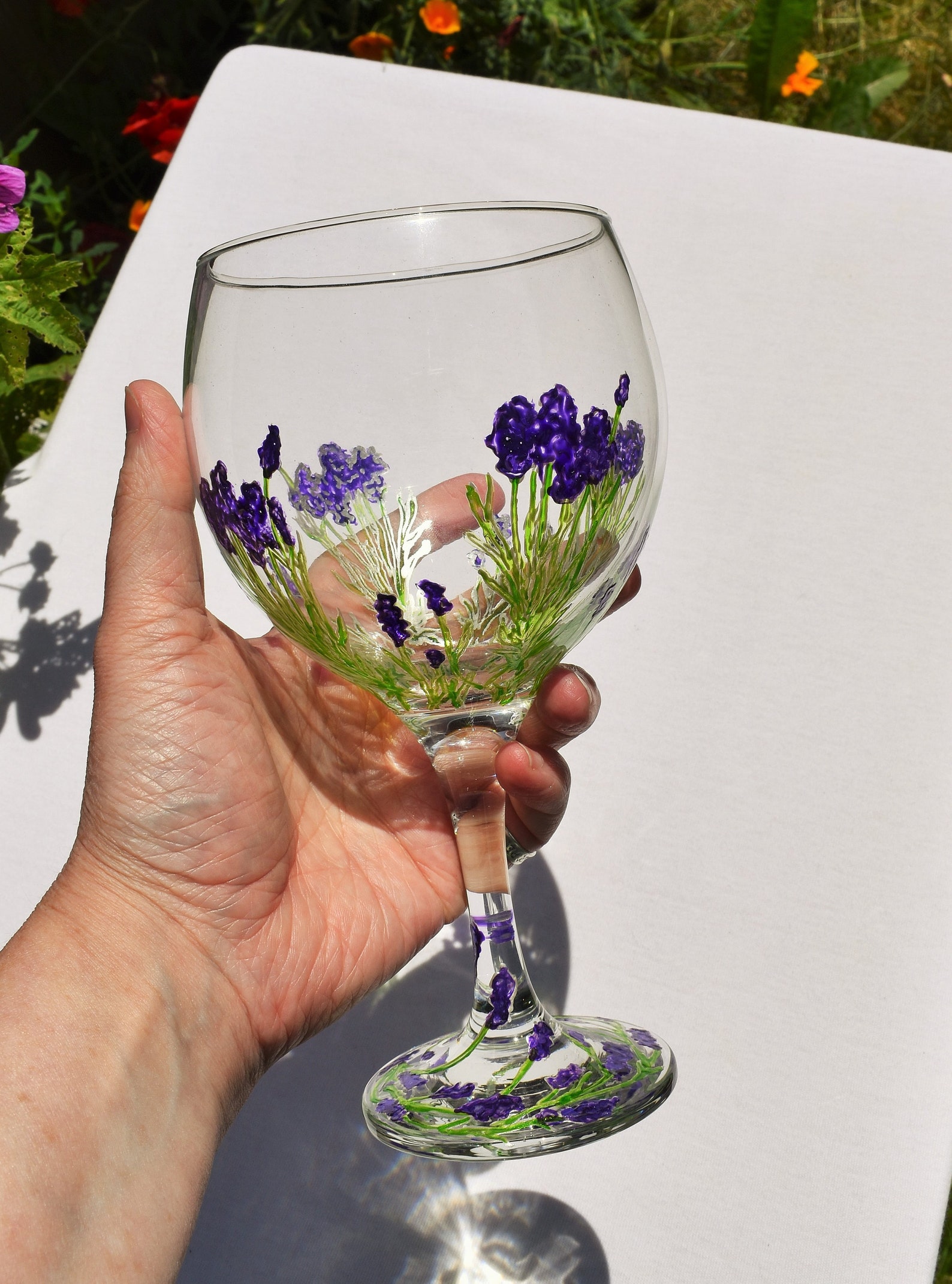 Lavender Gin Glass Hand Painted Gin Glass Purple Lavender Etsy