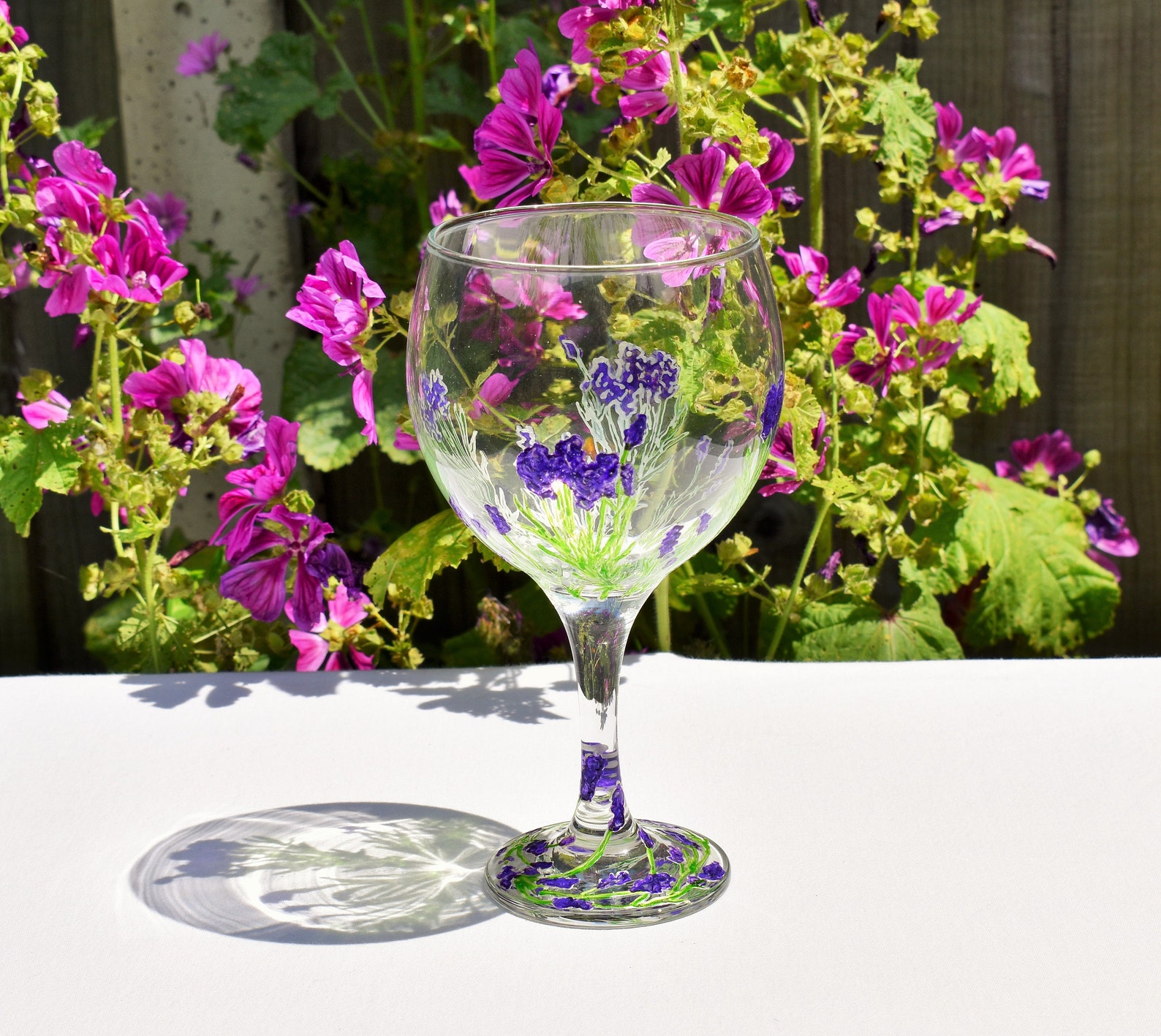Lavender Gin Glass Hand Painted Gin Glass Purple Lavender Etsy