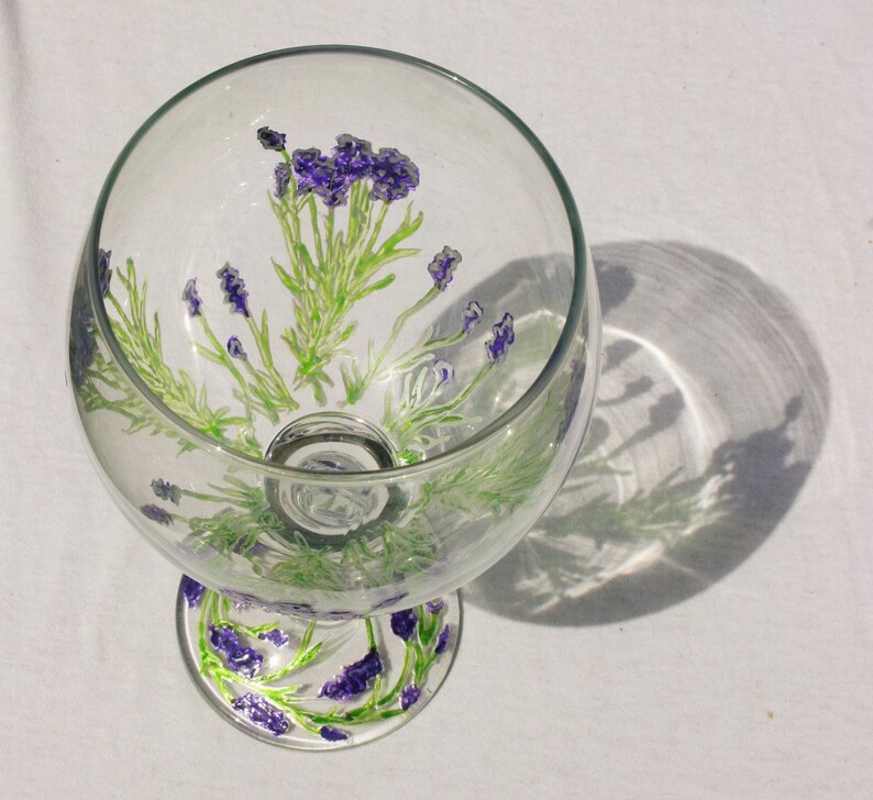 Lavender Gin Glass Hand Painted Gin Glass Purple Lavender Etsy
