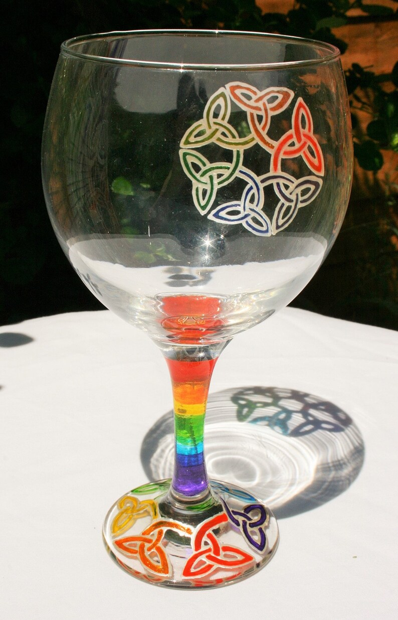 Rainbow Gin Glass Hand Painted Gin Glass Celtic Knot Gin Etsy