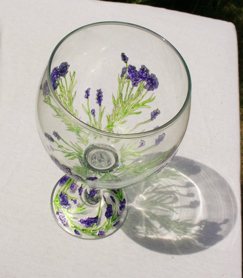 Lavender Gin Glass Hand Painted Gin Glass Purple Lavender Etsy