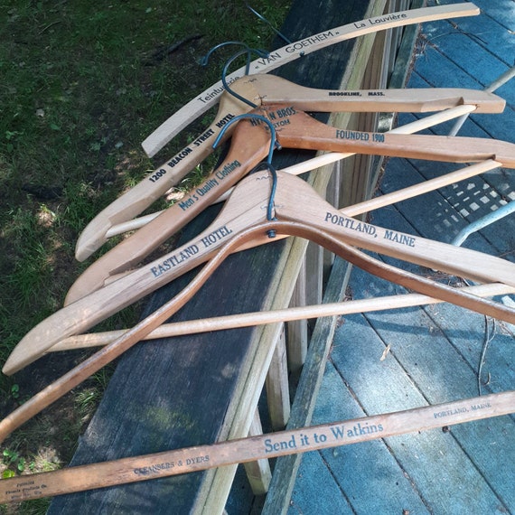 vintage wood hotel hangers Gem