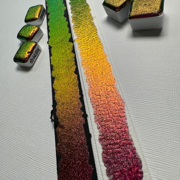 Iguana Super Shifting Watercolor Paint, Handmade Half Pan