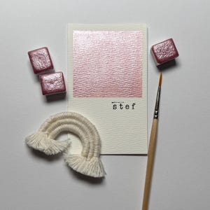 Stef shimmer glitter pink watercolor paint half pan for calligraphy, art, crafts, lettering, pointed pen, detail art