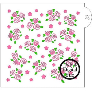Bundle: Digital Cookie Stencil, Flower Background Cookie Stencil Set (2 stencils)