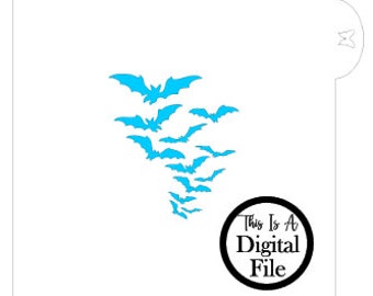 Digital Cookie Stencil, Flying Bats Digital Cookie Stencil