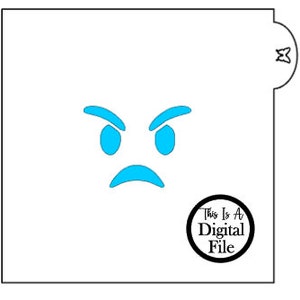 Digital Cut File, Angry Emoji Digital Cookie Stencil