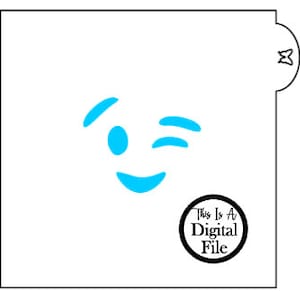 Digital Cut File, Winking Emoji Digital Cookie Stencil