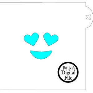 Digital Cut File, Love Happy Emoji Digital Cookie Stencil