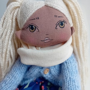 Handmade doll, heirloom doll, ooak, cloth doll, yellow, summer
