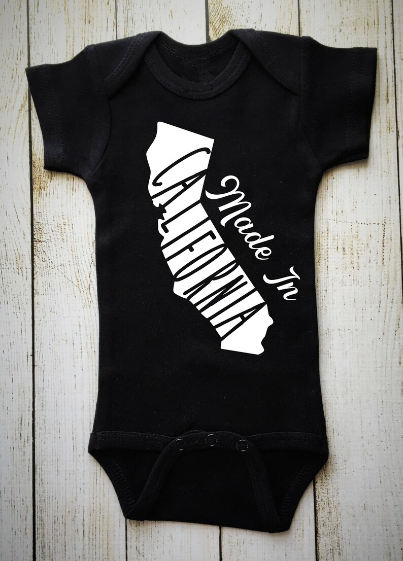 California Onesie\u00ae Baby Shower Gift Gender Neutral Black Custom Onesie\u00ae