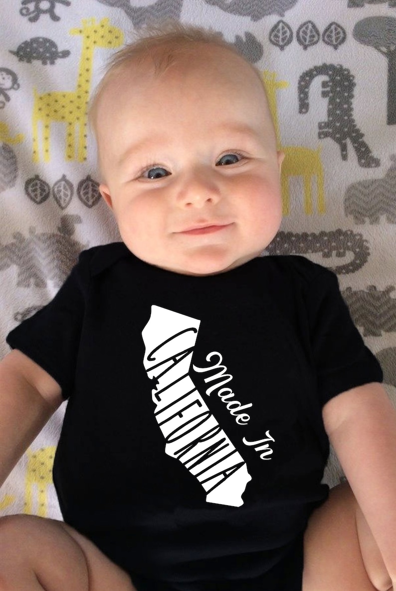 California Onesie\u00ae Baby Shower Gift Gender Neutral Black Custom Onesie\u00ae