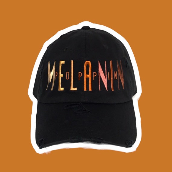 MELANIN POPPIN Distressed Baseball Cap 