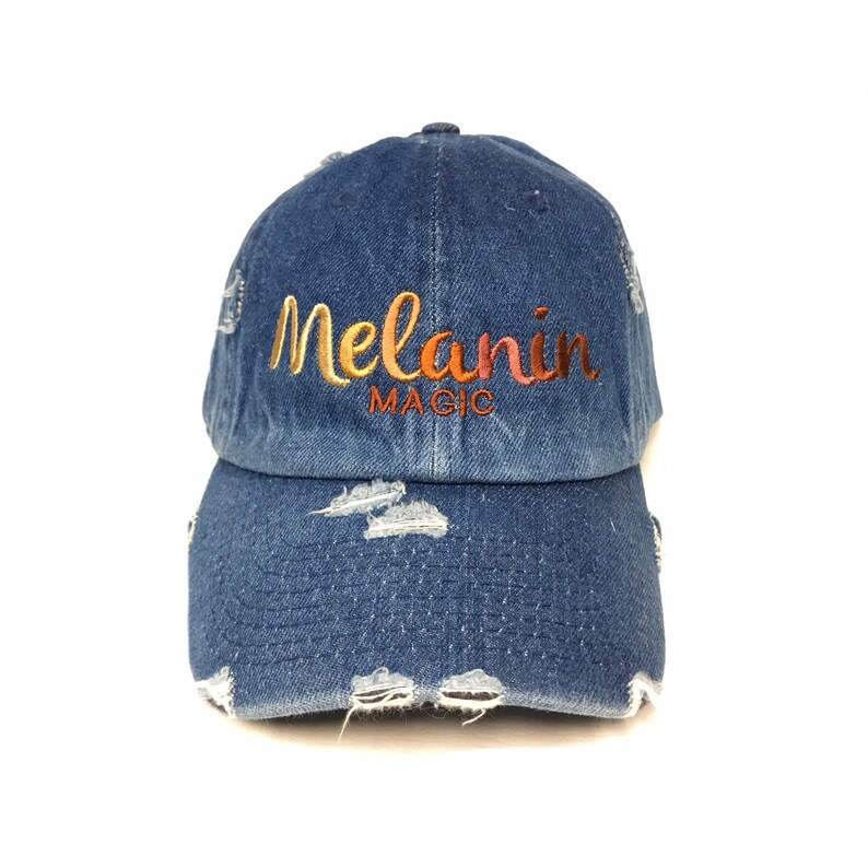 distressed denim baseball cap