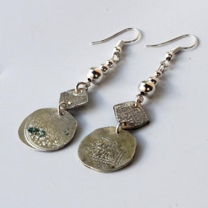 Antique Abbasid Dirham Islamic Silver Coin on Sterling Silver Earrings