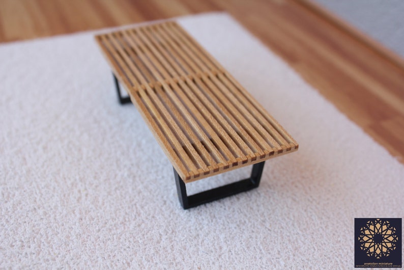 Mid Century Modern, George Nelson Platform Bench, 1/12 scale, Full Scale, Dollhouse Miniature image 1