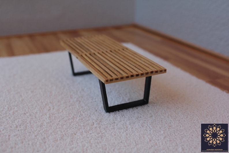 Mid Century Modern, George Nelson Platform Bench, 1/12 scale, Full Scale, Dollhouse Miniature image 2
