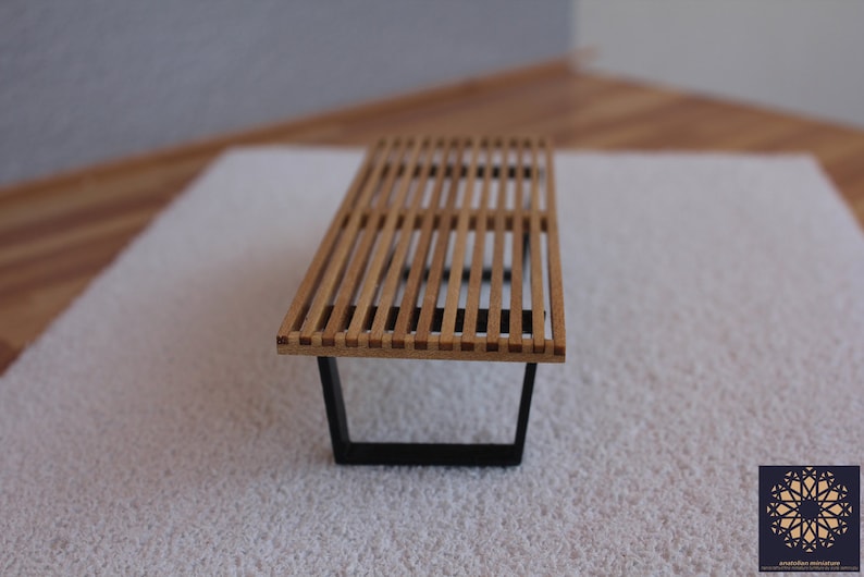 Mid Century Modern, George Nelson Platform Bench, 1/12 scale, Full Scale, Dollhouse Miniature image 4