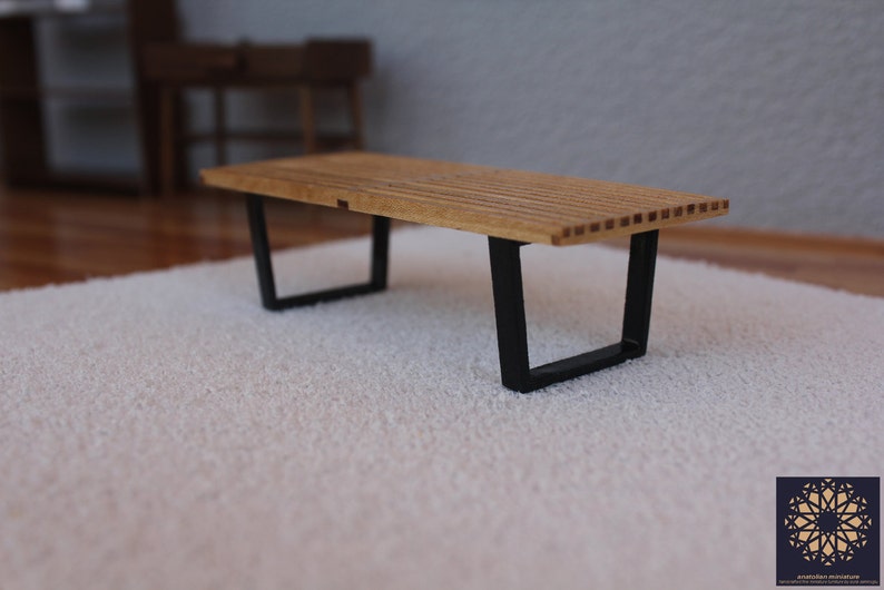 Mid Century Modern, George Nelson Platform Bench, 1/12 scale, Full Scale, Dollhouse Miniature image 3