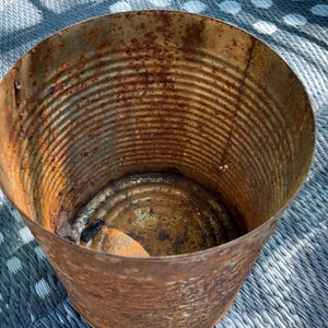 Large Rusty Coffee Can - Found Objects for Sculpture, Assemblage, Altered Art, Mixed Media, Floral Arrangement, farmhouse decor