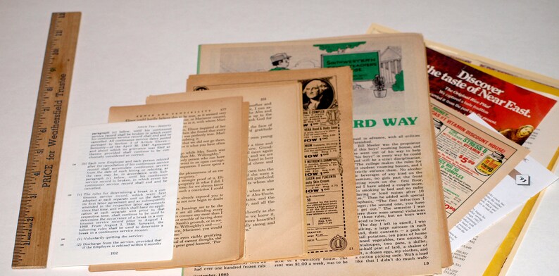 scrapbooks etc vintage paper ephemera for junk journaling 70 Vintage Book and Magazine pages collage art