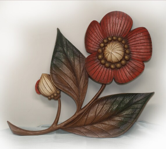 Vintage Hard Plastic Flower Wall Decor Floral Decor Shabby Etsy