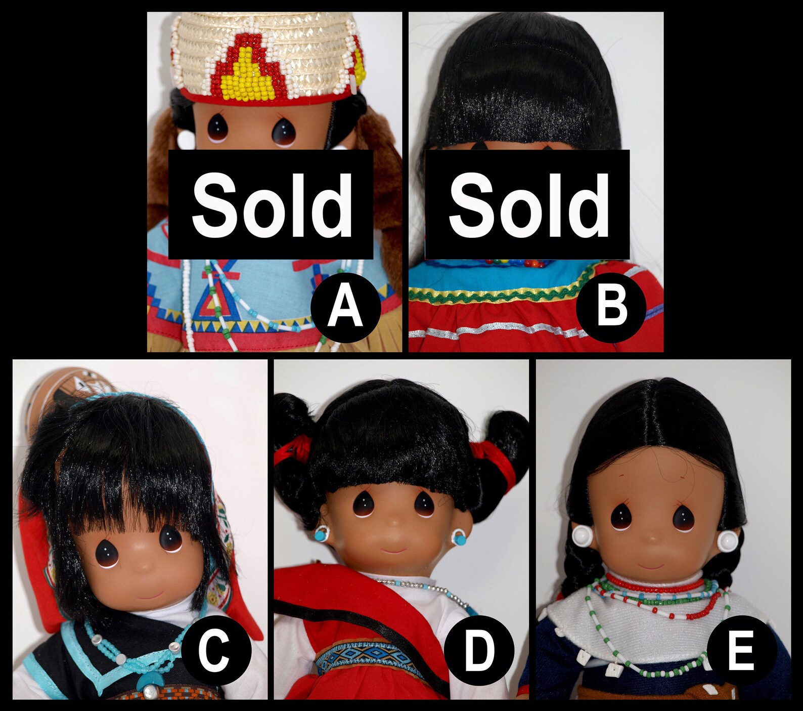 Precious Moments Native American Indians Collection Dolls, Hangtag and