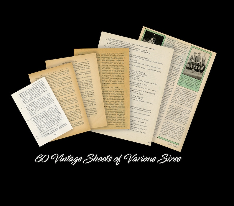 scrapbooks etc vintage paper ephemera for junk journaling 70 Vintage Book and Magazine pages collage art