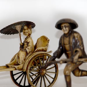 Collection of 4 Celluloid Japanese Rickshaws Plastic Figurines ...