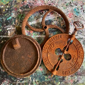 Assorted Heavy Salvaged Finds, Rusty Metal, Kitchen Junk, Country Farmhouse Decor Objects for Assemblage, Altered Art, Mixed Media