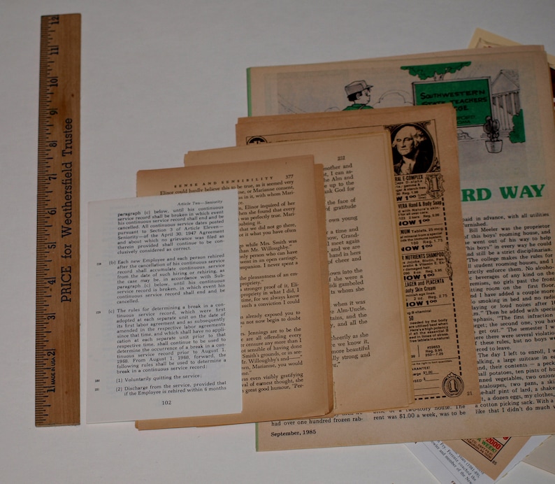 scrapbooks etc vintage paper ephemera for junk journaling 70 Vintage Book and Magazine pages collage art