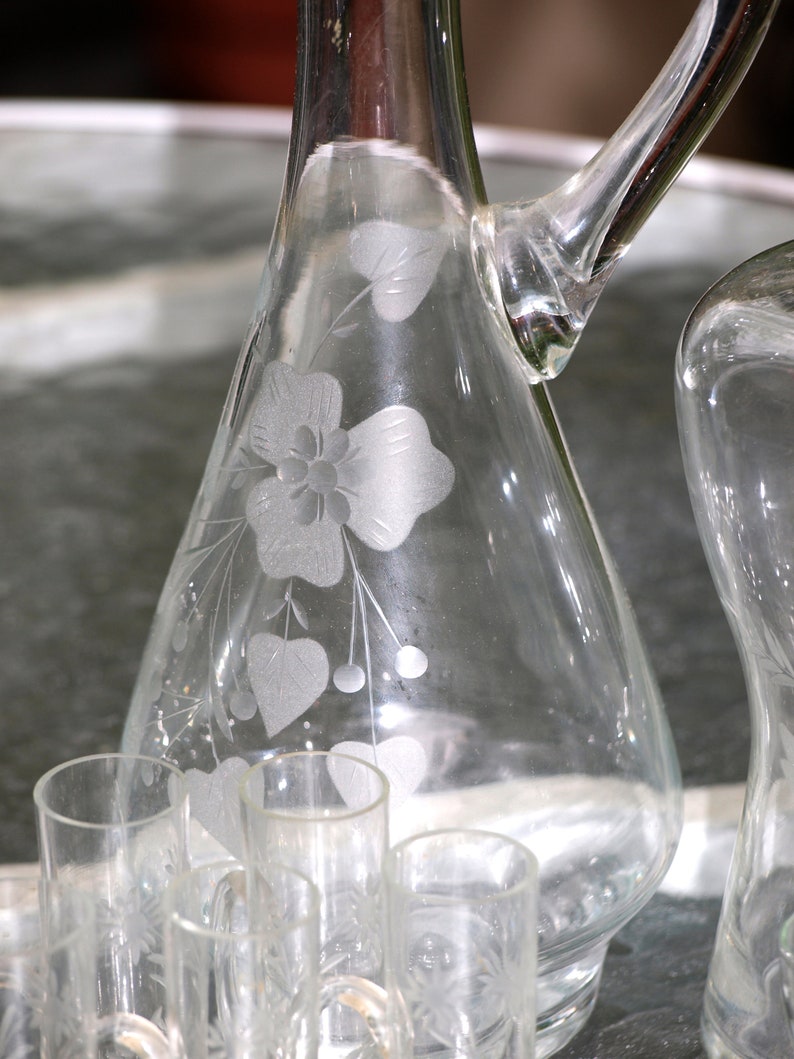 Exciting Vintage Etched Glass Decanter Photos