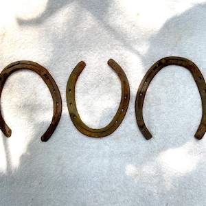 Bundle of 3 Rusty Horseshoes, Rusty Metal, Garage Junk, Rustic. Country, Ranch, art, craft, decor,Assemblage, Altered Art, Mixed Media