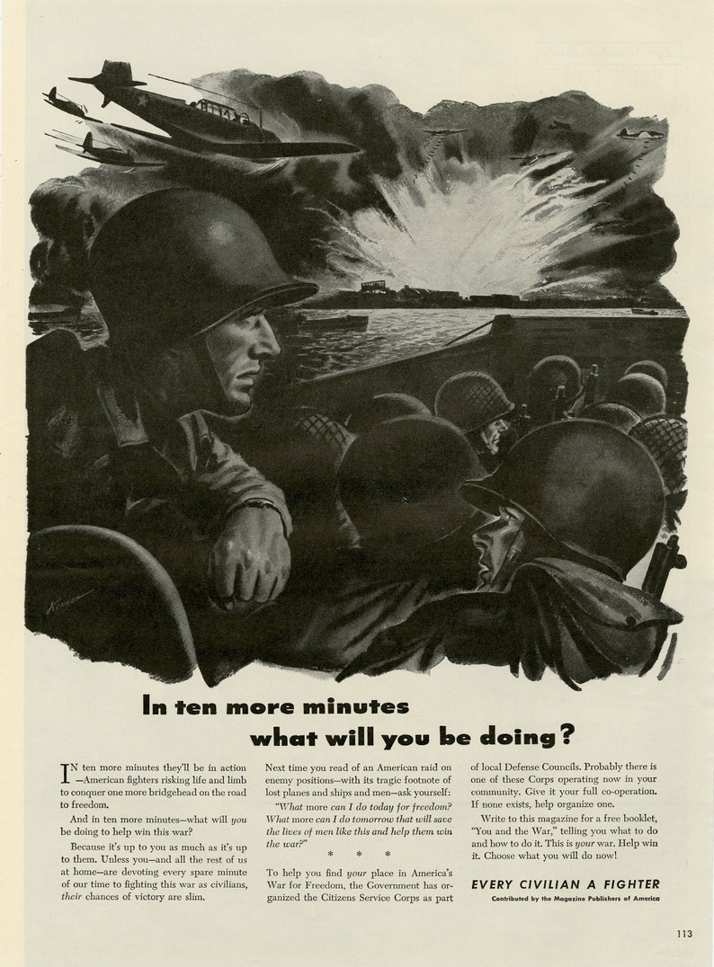 1943 Large Advertising Ad Military Advertisement Print Man cave Auto Garage Shop Wall Decor Art,
