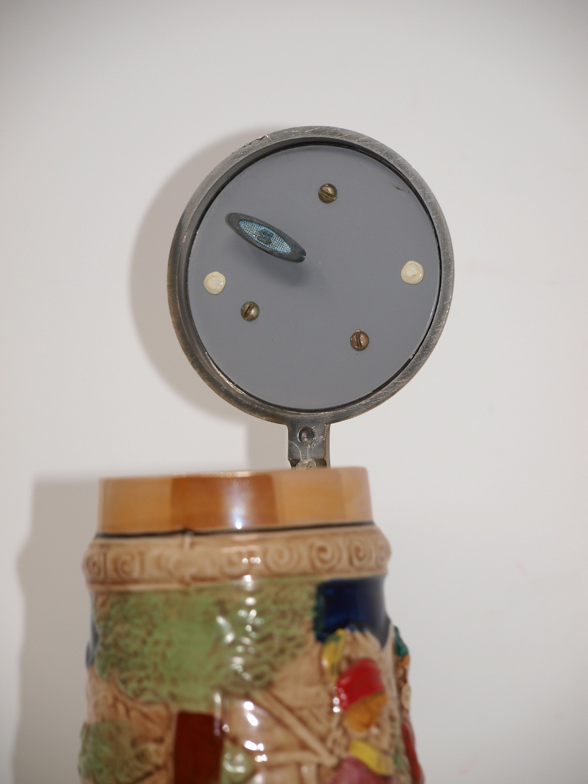 Music Box Vintage Beer Stein With Lid Village Men Drinking Etsy