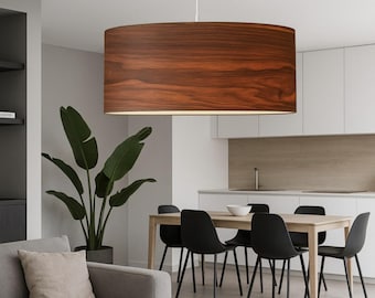 Drewniana lampa wisząca Lampa wisząca z naturalnego drewna Klosz z forniru dębowego