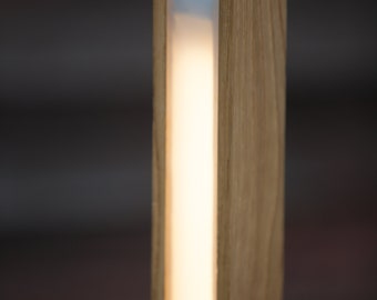 Lampa podłogowa Ściemnialna lampa stojąca z drewna - lampa LED z drewna