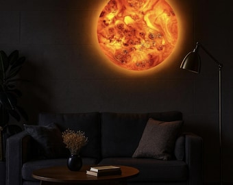 Ręcznie wykonany designerski kinkiet z drewna Moon Round – lampa ścienna LED z drewna topolowego, ciepłe światło