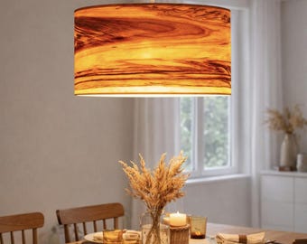 Ręcznie robiona lampa wisząca z drewna orzechowego Lampa wisząca z żyrandola Abażur z orzecha satynowego