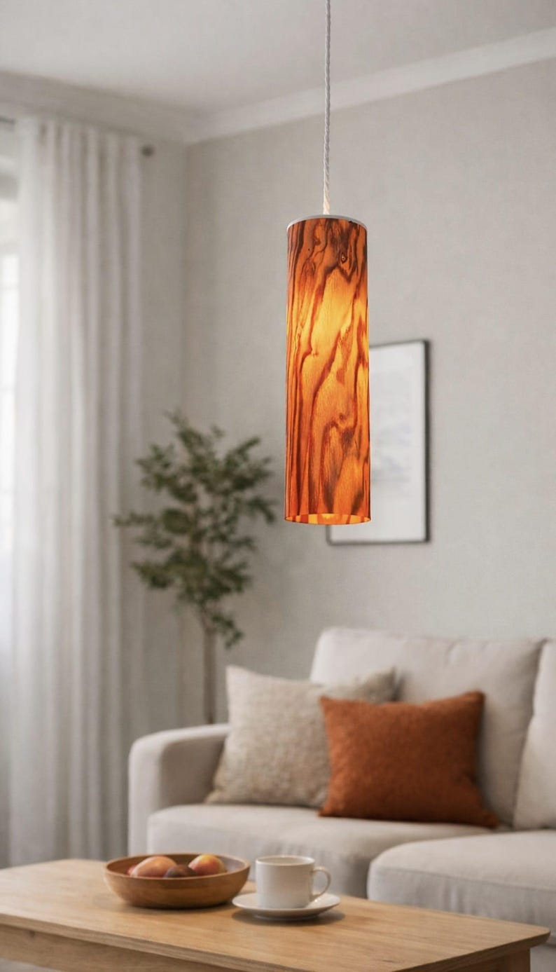 Wood Pendant Light, Modern Wooden Hanging Lamp, Scandinavian Ceiling ...