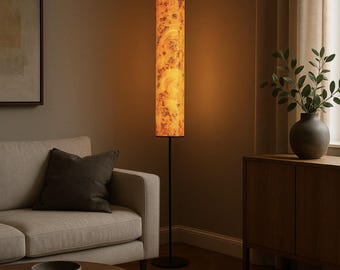 Drewniana lampa podłogowa Mid Century Modern z drewna do salonu