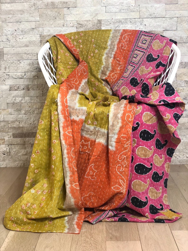Vintage Kantha Throw Free Shipping Etsy