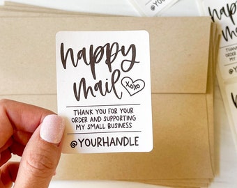 Happy Mail Thank You For Supporting My Small Business Stickers, Instagram Business Social Media Label, Custom Business Sticker, Packaging