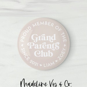 Grandparents Club Badge Button Pins, Clothing Magnet, Grandparent Gifts, Magnet Button, Grandma Gift, Grandpa Gift, New Grandparents Gift