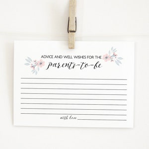 DIY Baby Shower Advice Cards for the Parents-to-be Digital Instant Download Editable