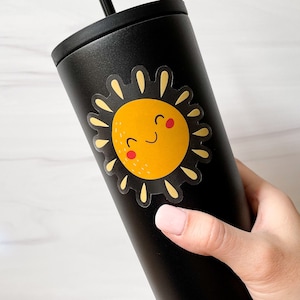 Clear Happy Sun Sticker, Waterproof Sticker, Hydroflask Stickers, Laptop Stickers, For Waterbottle, Cute Stickers Sun Sticker Happy Stickers